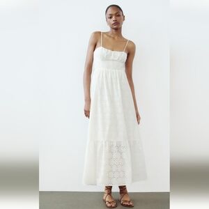 BNWT! ZARA  OPENWORK  EMBROIDERED MIDI DRESS
